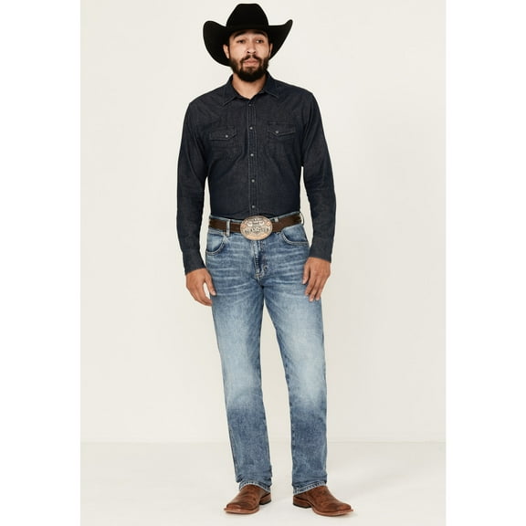 Wrangler Men's Retro Medium Wash Applewood Slim Straight Stretch Denim Jeans Medium Wash 33W x 38L US