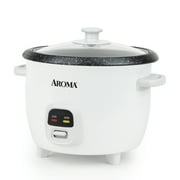 Aroma® 6-Cup Rice & Grain Cooker, 8X Bonded Granite Coating, White