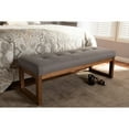 thumbnail image 6 of Baxton Studio Caramay Modern and Contemporary Grey Fabric Upholstered Walnut Brown Finished Wood Bench, 6 of 7