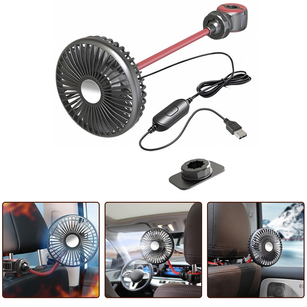 Car Fan 3 Speeds Adjustable For 360 Degree Rotating Hose Flexible Cooling Fan