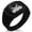 Black, variant on Stainless Steel Biohazard Death Skull CZ Ribbed Needle Stripe Pattern Biker Style Polished Ring