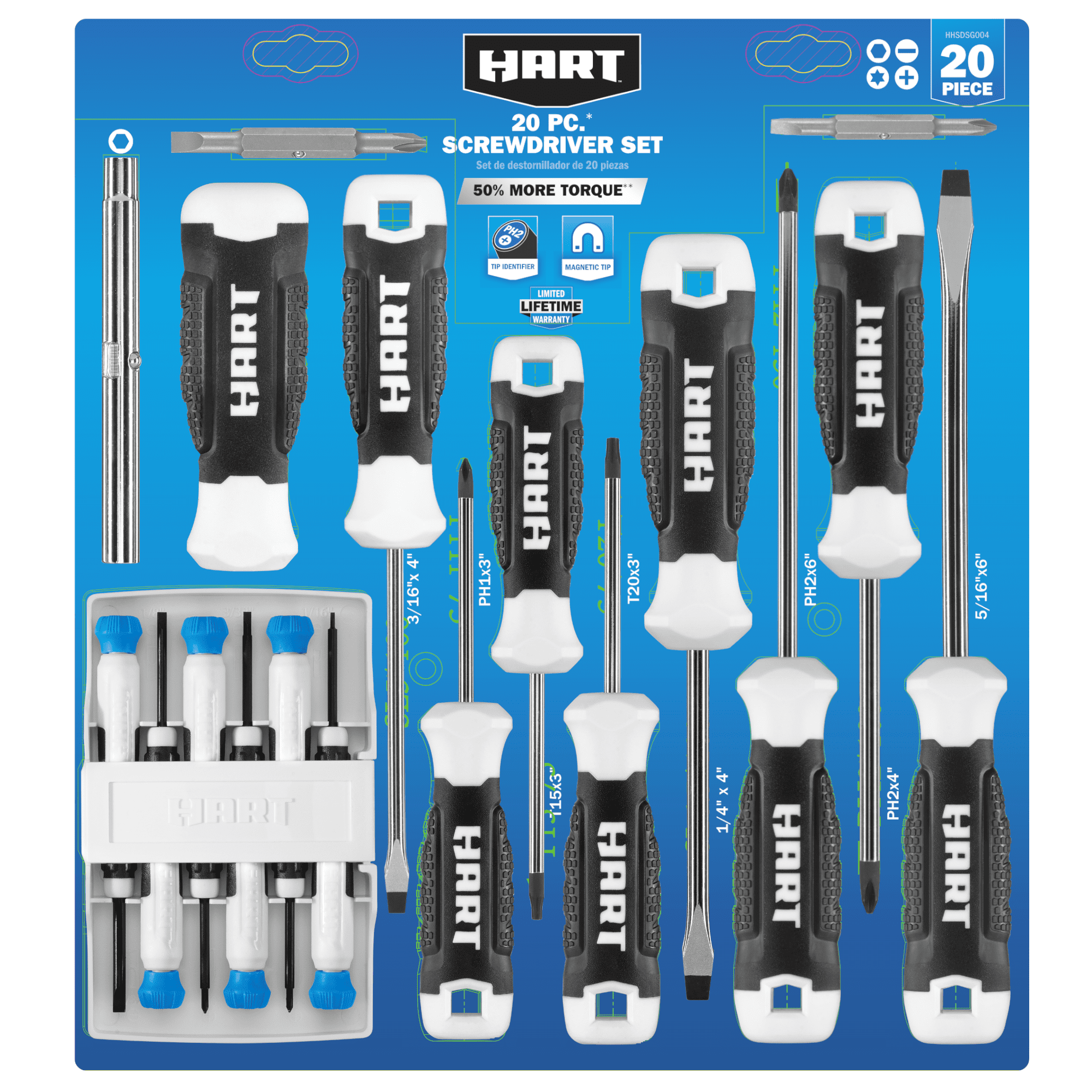 HART 20-Piece Magnetic Screwdriver Set with Comfort Grip