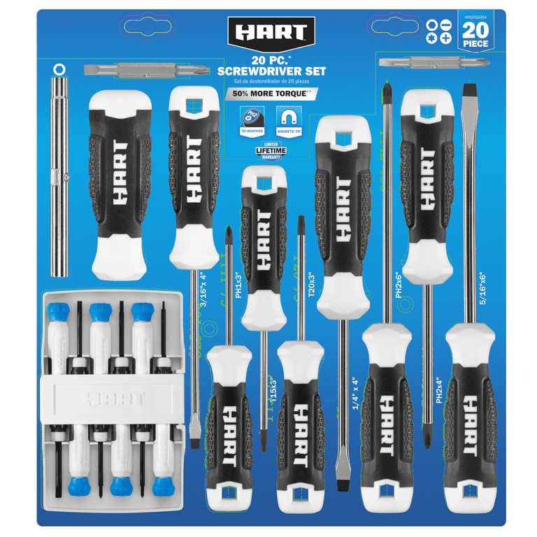 HART 20-Piece Magnetic Screwdriver Set with Comfort Grip - Walmart.com