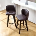 thumbnail image 5 of TEWLOSS Brown Counter Stools Set of 2 - 27.5" Swivel PU Leather, Button Tufted & Wood Legs, 5 of 9