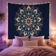 thumbnail image 2 of Boho Mandala on Navy Background, Calming Zen Boho Style for Art Lovers, Bohemian Wall Art, Housewarming Gift Tapestry Wall Hanging for Living Room and Bedroom, 2 of 7