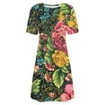 thumbnail image 3 of Summer Flower Dress for Women Casual Short Sleeve Crewneck Tank Dresses Beach Vacation Mini Sundress, 3 of 4
