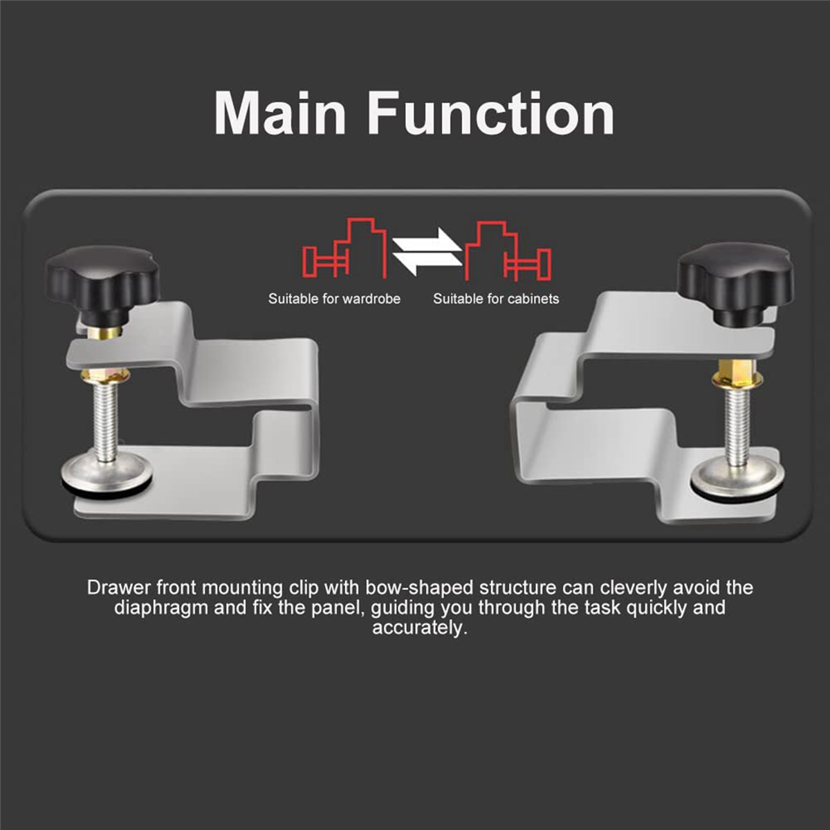 Drawer Front Installation Clamps, 6PCS Stainless Steel Cabinet Installation Clamps Tools for Drawer Front Panel