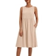 thumbnail image 3 of Women Plus Dresses Summer Solid Casual Round-Neck Sleeveless Beach Tank Sundress With Pocket, 3 of 10