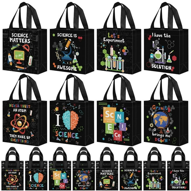 Bolsas para Regalos de Fiesta con Tema Científico Sanwuta 20x20x9 cm Negras 24 piezas