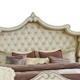 thumbnail image 2 of Lino Wood King Bed, Opulent Tufted Velvet Upholstery, French Carved, Ivory, 2 of 5