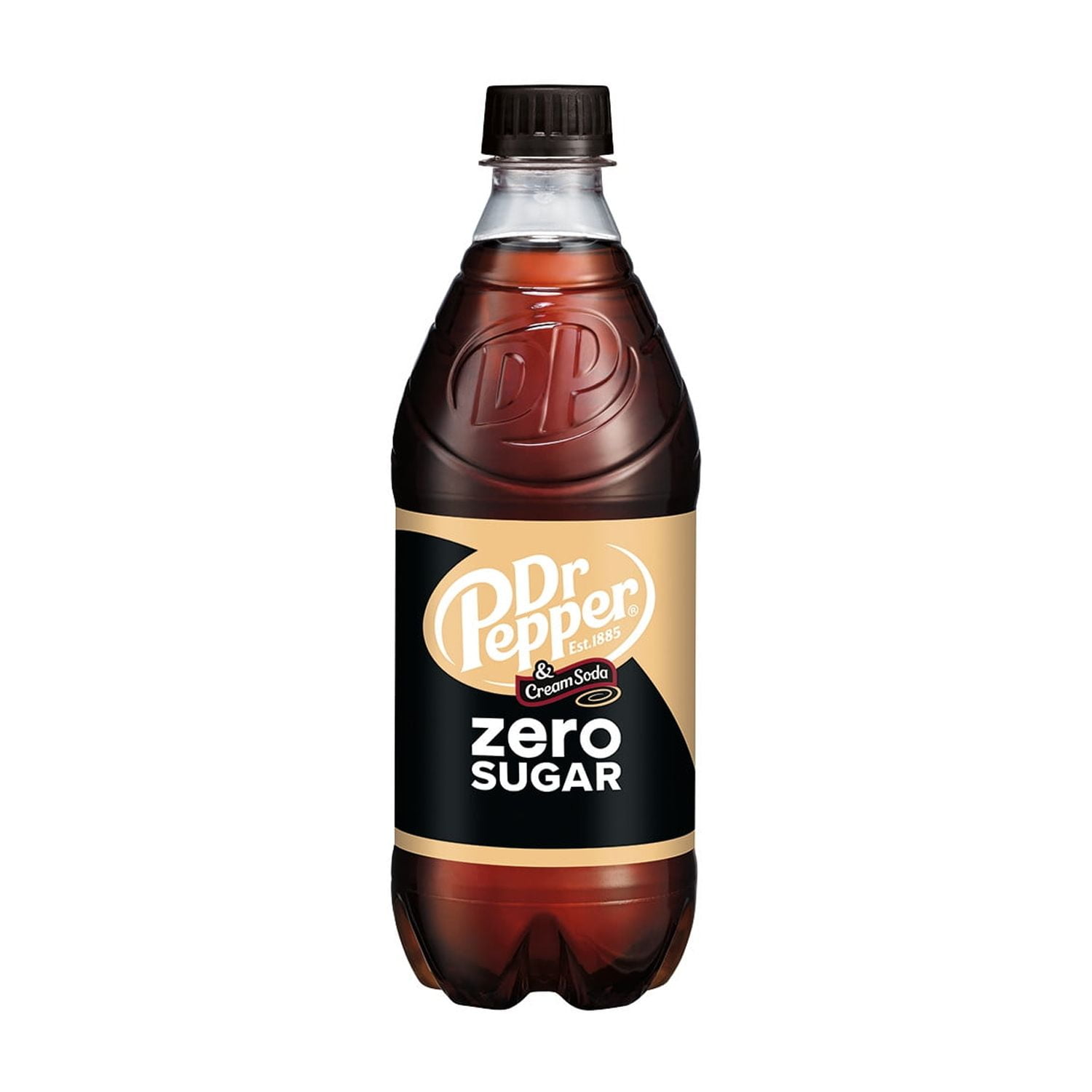 Dr Pepper & Cream Zero Sugar Soda Pop, 20 fl oz, Bottle