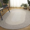 thumbnail image 2 of SAFAVIEH Braided Evangeline Bordered Machine Washable Reversible Area Rug, Ivory/Grey, 5' x 8' Oval, 2 of 19