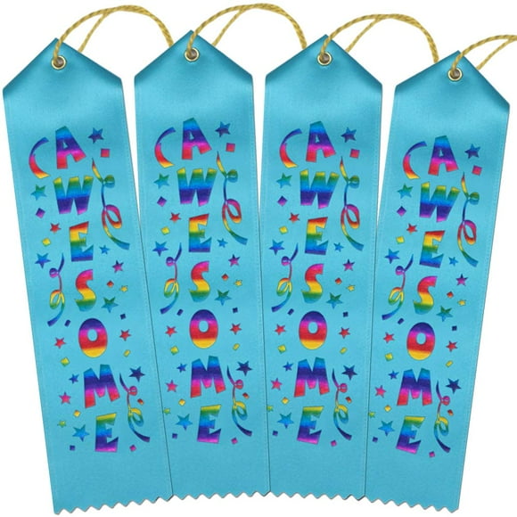RibbonsNow Awesome Award Ribbons - 100 Turquoise Ribbons with Card & String