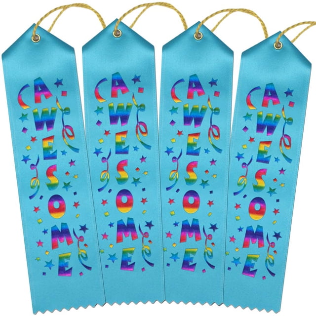 RibbonsNow Awesome Award Ribbons - 100 Turquoise Ribbons with Card & String