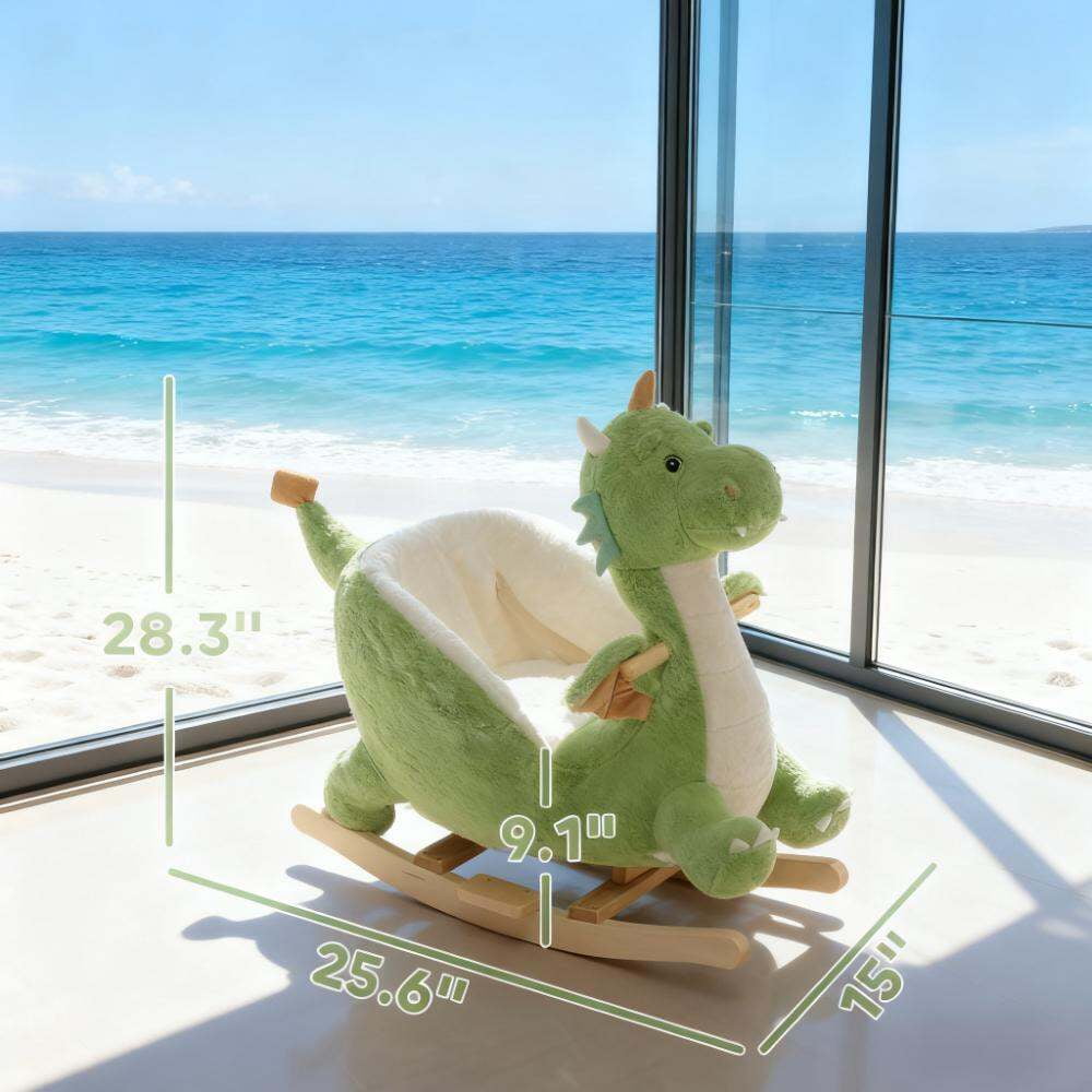 Kids Rocker, Rocking Horse Kids Ride On Toy, Green Baby Rocker,Plywood,Polyester,Steel Toddler Rocking Chair, Toys Rockers Rocking Horse Kids Ride On Toy