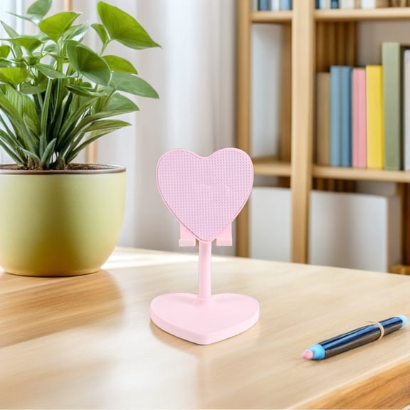 LABSERRON Heart Phone Stand for Desk Adjustable Retractable Pink Abs Metal