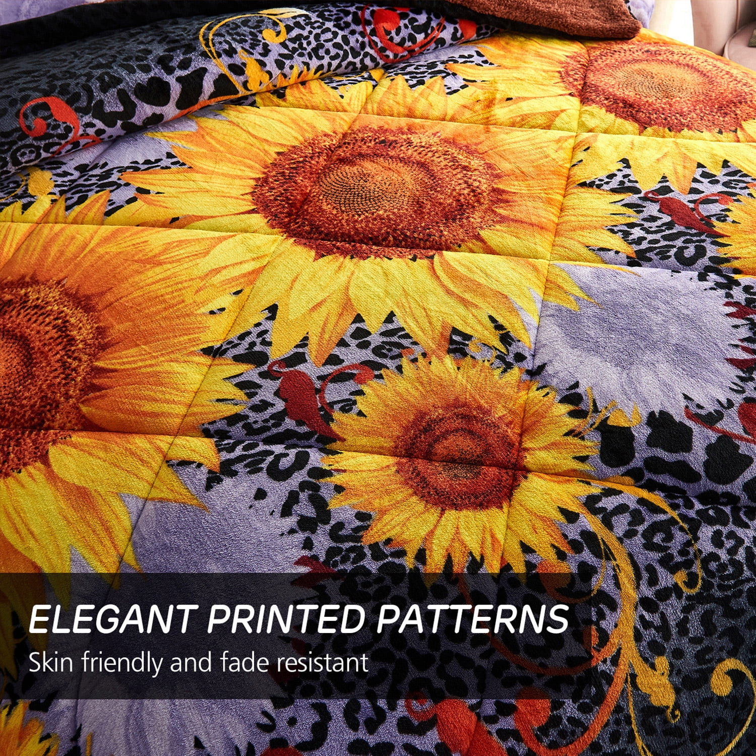 JML Plush Sherpa Bed Blanket, Fluffy & Soft, Reversible, Thick, Queen 75"x83",Sunflower