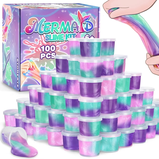 Set de vasos Slime BYONEBYE con temática de sirena, paquete de 100 unidades para niños