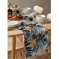thumbnail image 6 of Navy Blue Brown Table Runner Cotton Linen 72 Inch Holiday Dresser Scarves, Tropical Palm Leaves Retro Tablerunner for Kitchen Coffee Dining Bedroom Home Living Room Dinner Scarf Décor 13''x72'', 6 of 9