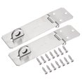 thumbnail image 1 of Uxcell 5'' Traba de puerta gruesa de acero inoxidable con cerradura y tornillos, plata 2 paquetes, 1 of 5