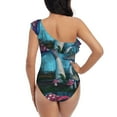 thumbnail image 5 of Gaeub Fantasy Mushrooms Women's One Shoulder Ruffle Tummy Control Swimwear for Swimming Surfing Beach Party - Large, 5 of 8