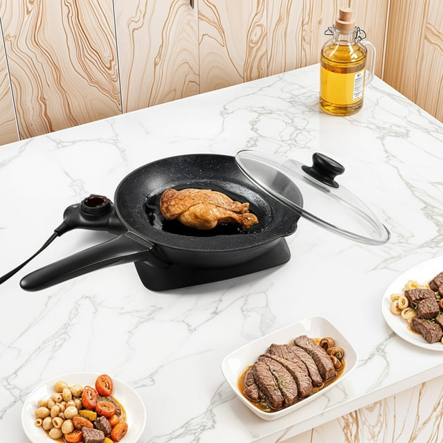 Elite Cuisine EG7506 10.5” Electric Skillet with Handle - Picture 4 of 5