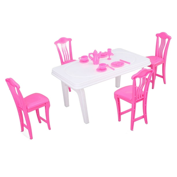 Dollhouse Dining Table Chair Set Simulation Innovative Decorative 1 16 Scale Miniature Dining Table Chair for Kids Type 2
