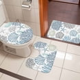 thumbnail image 4 of Blue Teal Coastal Bath Mat 3 Piece Bathroom Rug Set, Summer Beach Coral Shell Starfish Non Slip Bath Rug Contour Mat and Toilet Lid Cover, Absorbent Shower Mats Soft Bath Rugs and Mats Sets, 4 of 8