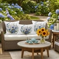 thumbnail image 6 of Outdoor Pillow Cover Watercolor Blue Flower Set of 2 Waterproof Throw Pillowcases Colorful Floral Decorative Patio Furniture Pillows for Couch Garden Indoor & Outdoor Use, 6 of 9