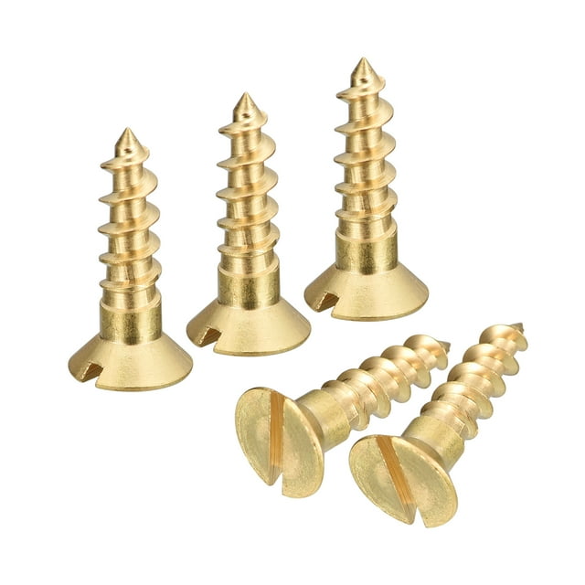 Unique Bargains Lot de 50 Vis M5 x 20 mm en Laiton à Tête Plate Rainurées pour Bois, Vis Auto-Taraufantes