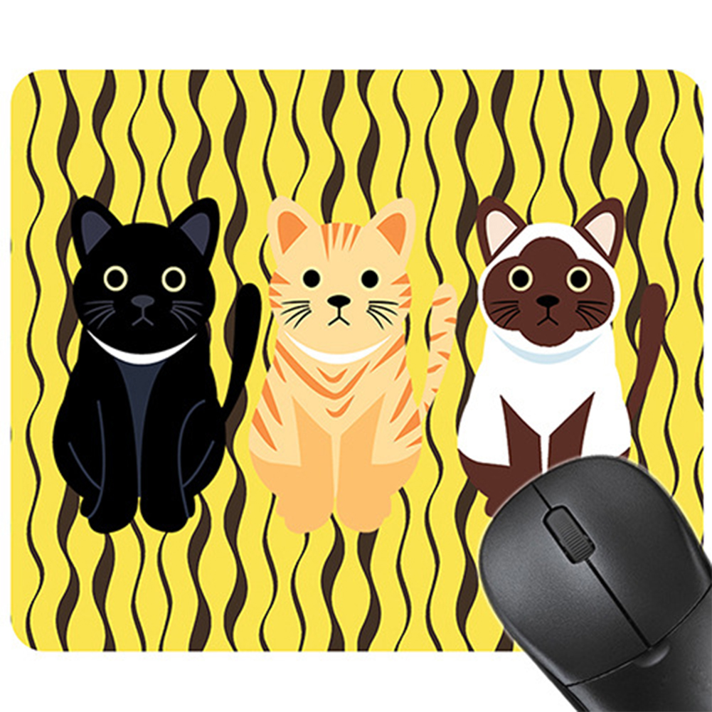 Cute Cartoon Three Cats Mouse Pad Rectangle Ultra Thin Mouse Pad with