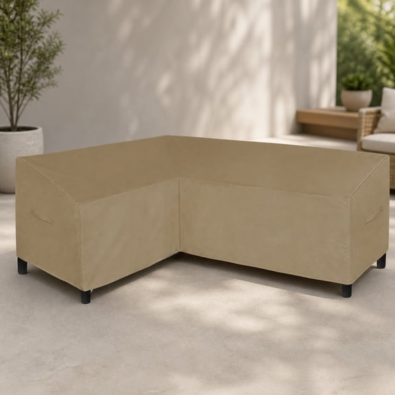 L-Shaped Sectional Sofa Cover 58"x85" Waterproof Heavy Duty Outdoor Patio Garden Furniture Cover Left Facing Camel