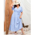thumbnail image 3 of Plus Size Wedding Guest Maxi Dresses for Curvy Women, Summer Casual Floral Long Party Sundress with 3/4 Sleeve, 3 of 8