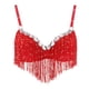 thumbnail image 2 of de lentejues con para mujer, trajes de danza del vientre con flecos a , Tops cortos, ropa de baile rojo BLESIY Sujetador de danza del vientre para mujer, 2 of 8