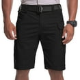 thumbnail image 5 of liyiyiyia Men's Black Cargo Shorts Rip Stop Short Elastic Waist Quick Dry Fishing Hiking Work Shorts w/Multi-Pockets, 5 of 9