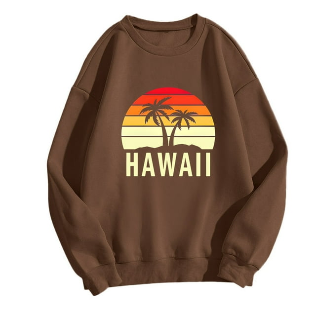 Bmisegm Sweatshirts Mode pour Femmes Col Rond Mignon Pull Manches Longues Tops Hoodie Sweatshirts Décontractés pour Femmes Marron TTG
