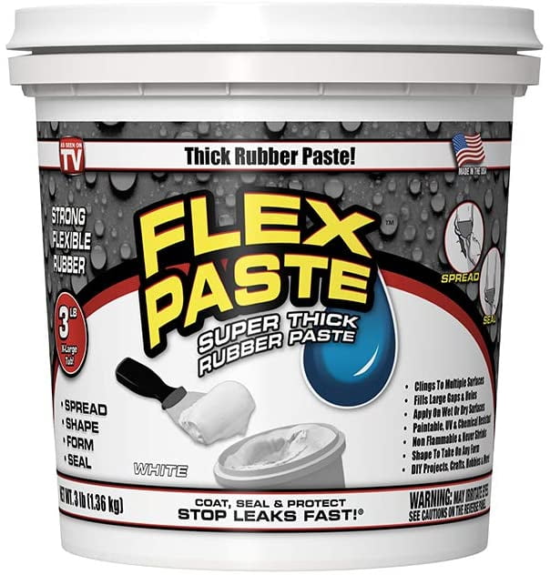 Flex Seal Flex Paste Super Thick Rubberized Paste, 3 lb, White