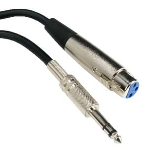 ACCL 15Ft XLR 3P Female to 1/4" TRS (Balanced Audio) Microphone Cable, 5 Pack