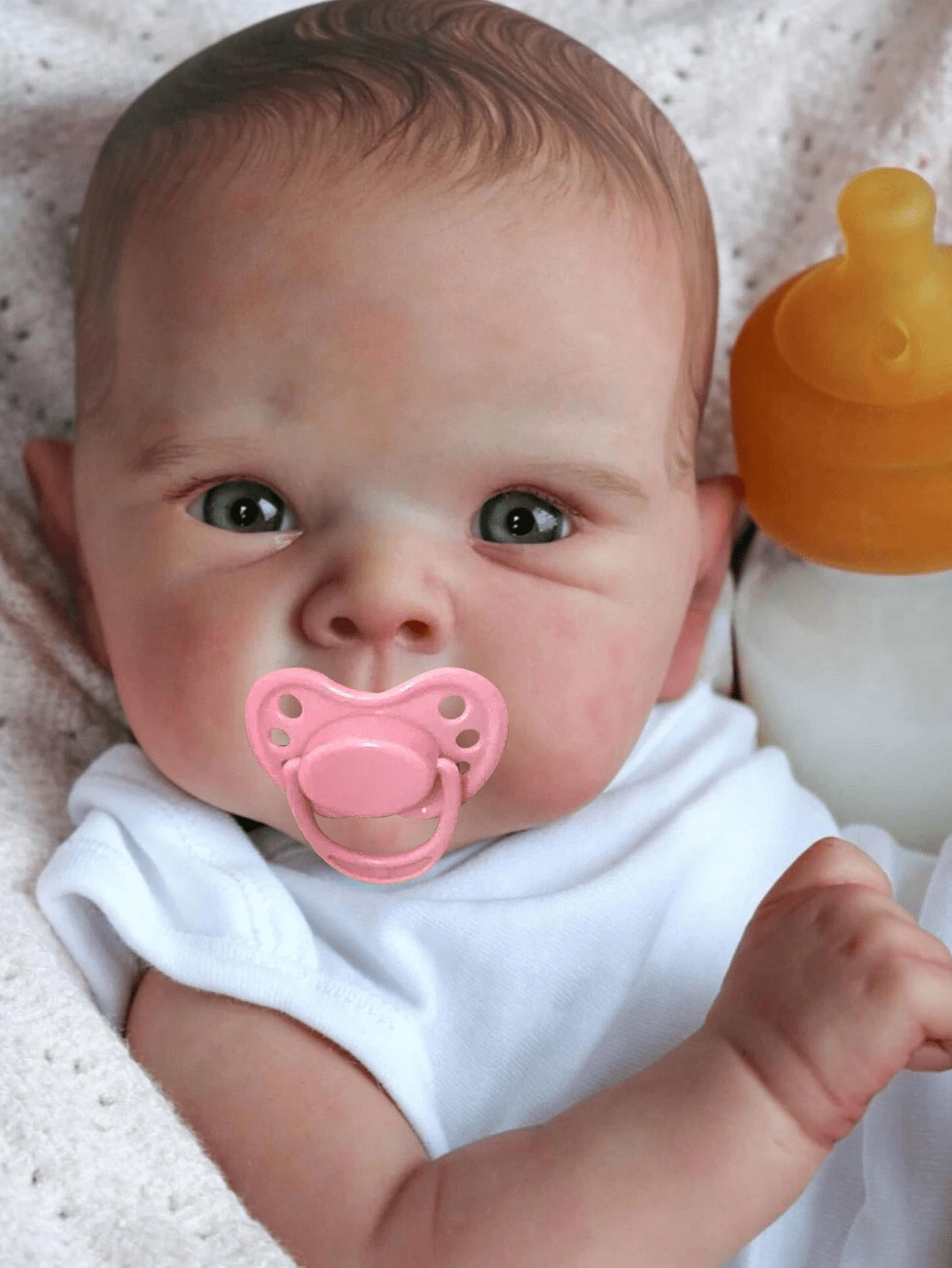 20 Inch Reborn Baby Doll Girl Full Body Vinyl Lifelike Realistic Doll Hand Painted Hair Soft Touch Waterproof Bath Doll Gift for Kids Age 3+