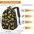 thumbnail image 3 of Sunflower and Butterfly Black Pattern 17" Waterproof Oxford School Backpacks for Teens, S-Shape Padded Straps, for School, Travel, Hiking, Camping, 3 of 5