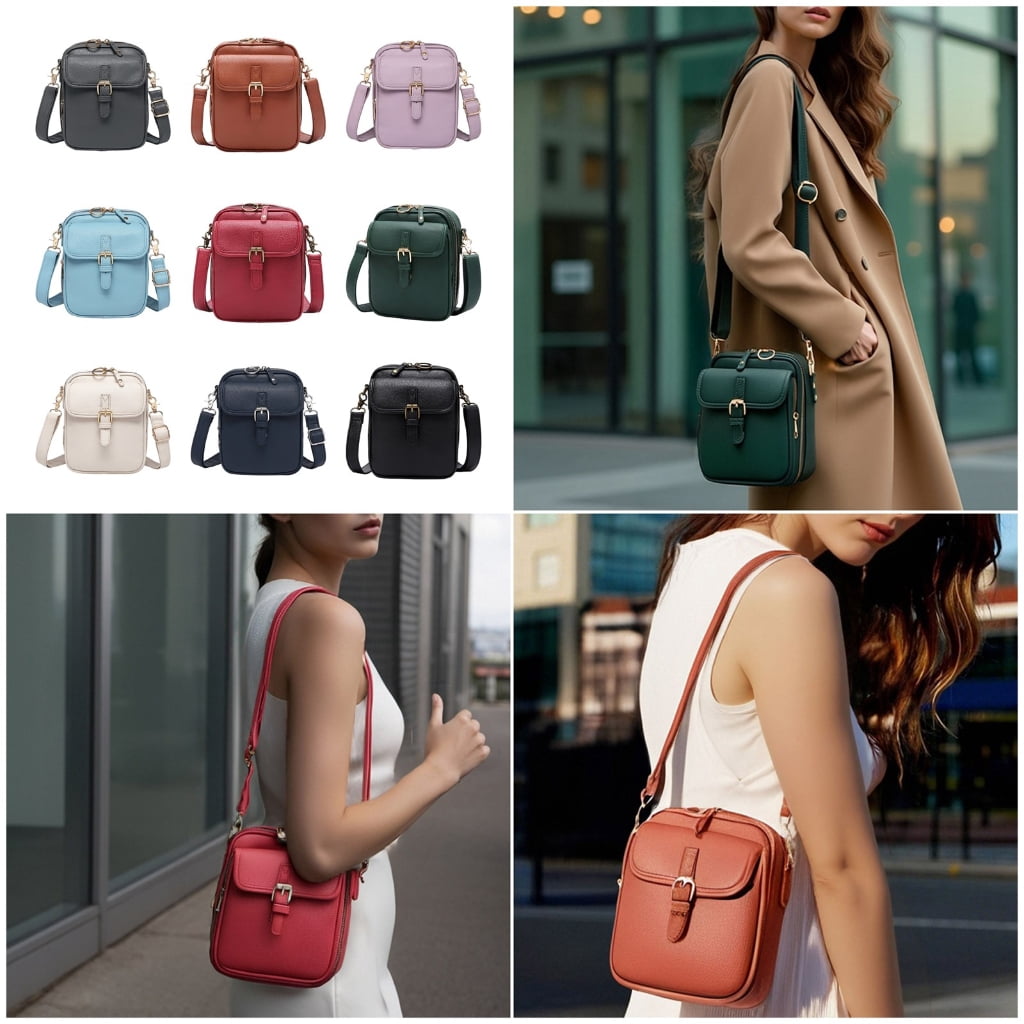 YIEMEEN Unisex Anti Theft Shoulder Bag Lightweight PU Crossbody Purse With Multiple Card Pockets Adjustable Strap