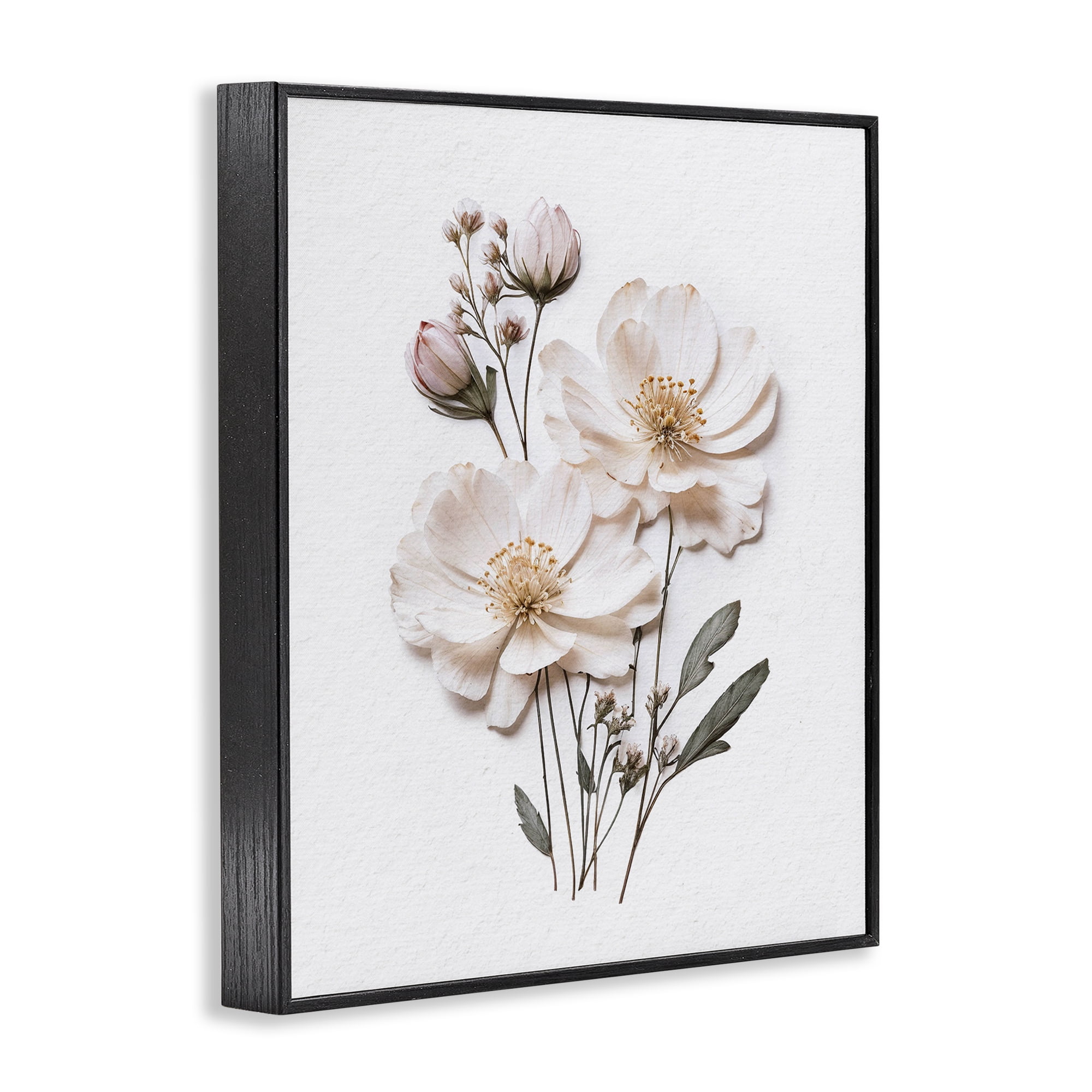 Elegant Pressed Flowers Black Framed Giclee Art, design by Lettered and Lined