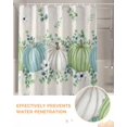 thumbnail image 6 of Shower Curtain, Thanksgiving Blue Green Pumpkin on Linen Waterproof Shower Curtain Set with Hooks for Bathroom Showers,Stalls and Bathtubs,72x72In Eucalyptus Leaves, 6 of 7