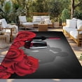 thumbnail image 2 of Valentine's Day Outdoor Rug for Patio/Deck/Porch, Non-Slip Large Area Rug 3 x 5 Ft, Modern Classic Red Rose Flower Indoor Outdoor Rugs Washable Area Rugs, Reversible Camping Rug Carpet Runner, 2 of 8