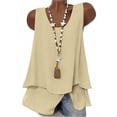 thumbnail image 4 of TKYCMSUAKI Womens Cotton Linen Tank Tops Dressy Double Layers Ruffle Hem Sleeveless T-Shirts Summer Casual Loose Fit Solid Color Blouses, 4 of 8