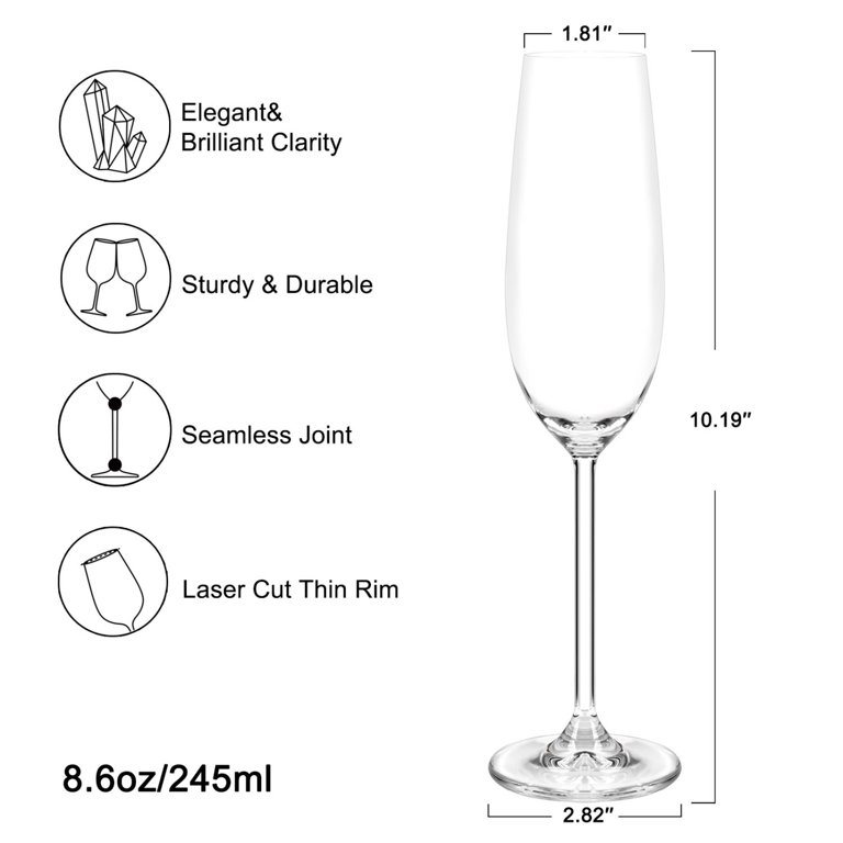 Creativeland CTL-US005C-4 Crystal Champagne Flutes Glasses - Set of 4 