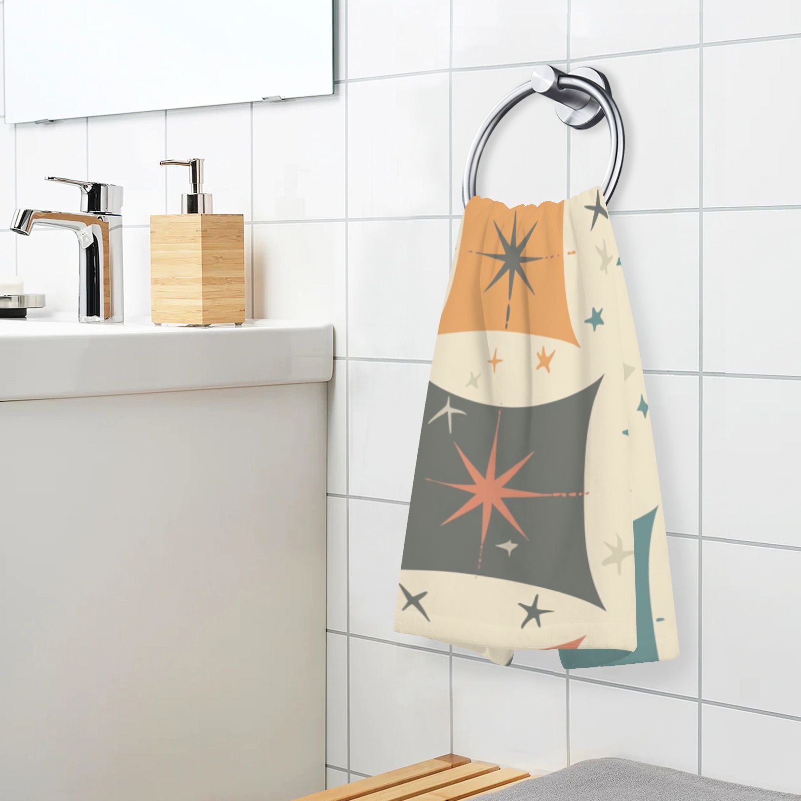 Rural Stars Square Hand Towels Cotton Bath Towels Large Face Towels Absorbent for Bathroom 2 Packs