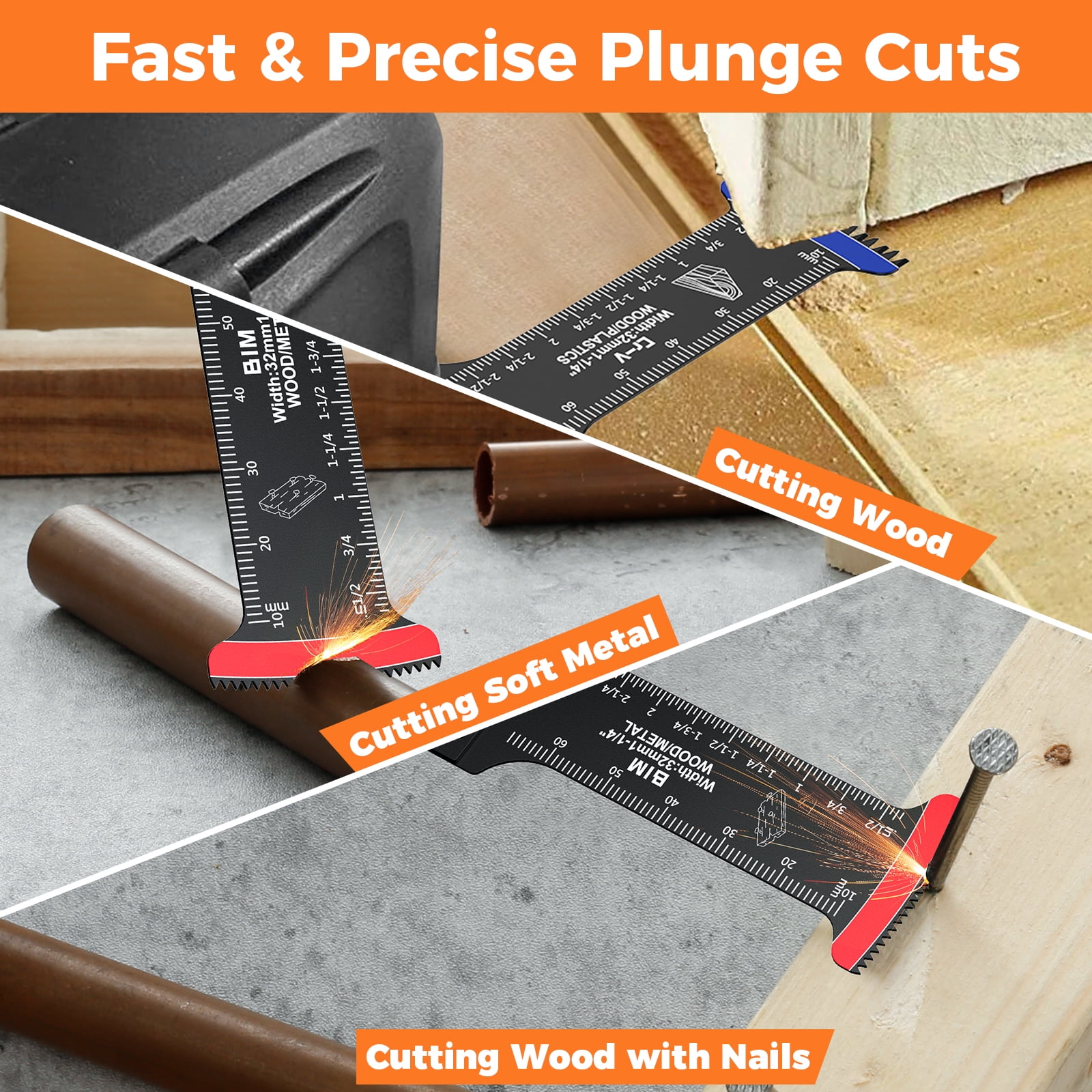Evjurcn 20/30Pcs Oscillating Multitool Blades, Extra Long 2.68" Cr-V & Bi Metal Arc Tooth Saw Blade – Low Vibration Universal Fit for Wood, Soft Metal & Plastic