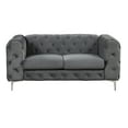 thumbnail image 6 of Capri 2- Pieces Button Tufted Gray Velvet Fabric Living room Set - 1 Sofa and 1 Loveseat, 6 of 8