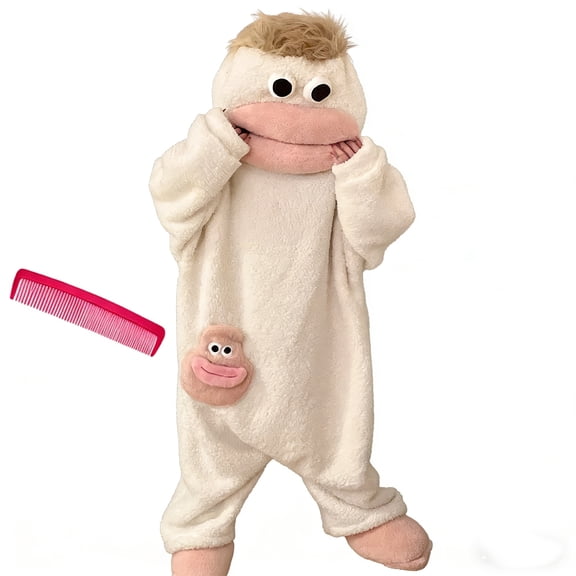 Big Mouth Monster Onesie β Funny Coral Fleece Loungewear Pajamas for Adults, Cozy Full-Body Sleepwear, Party & Halloween